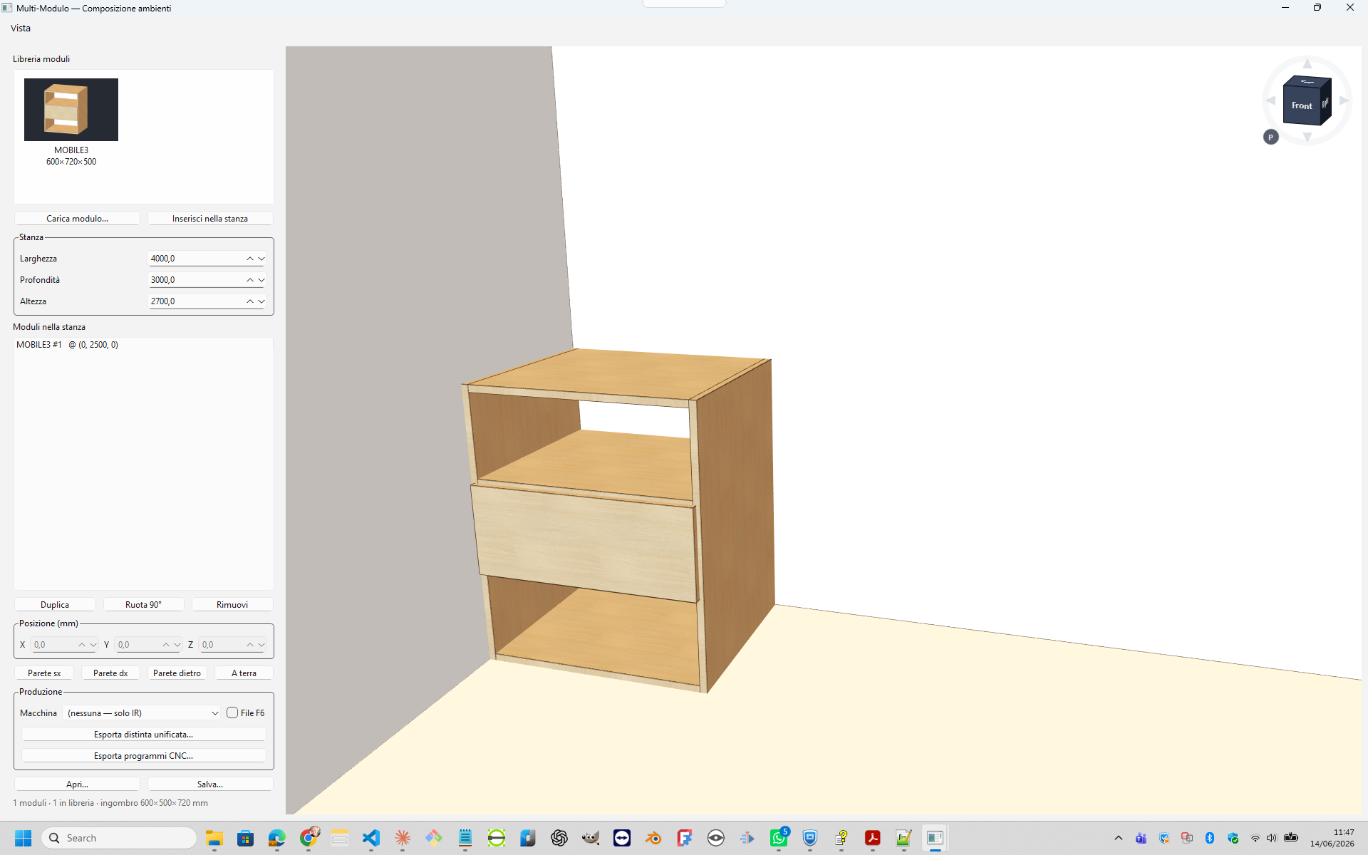 Cabinet Designer — 3D parametric cabinet design view